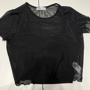 Black mesh crop top